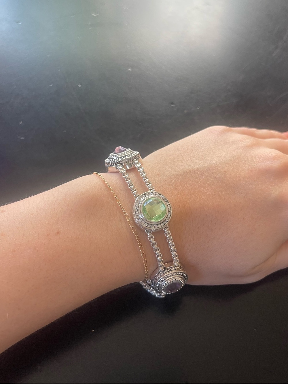 Purple & Green Gem Bracelet